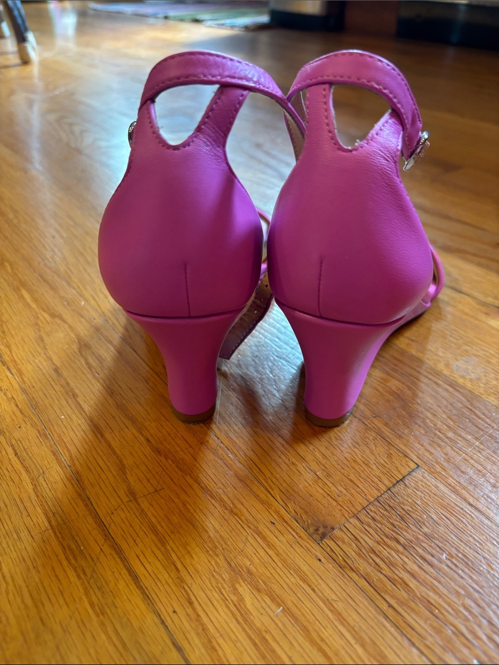 Naturalizer Hot Pink Open-Toe Ankle Strap Block Heel Sandals Size 6 - Picture 4 of 6